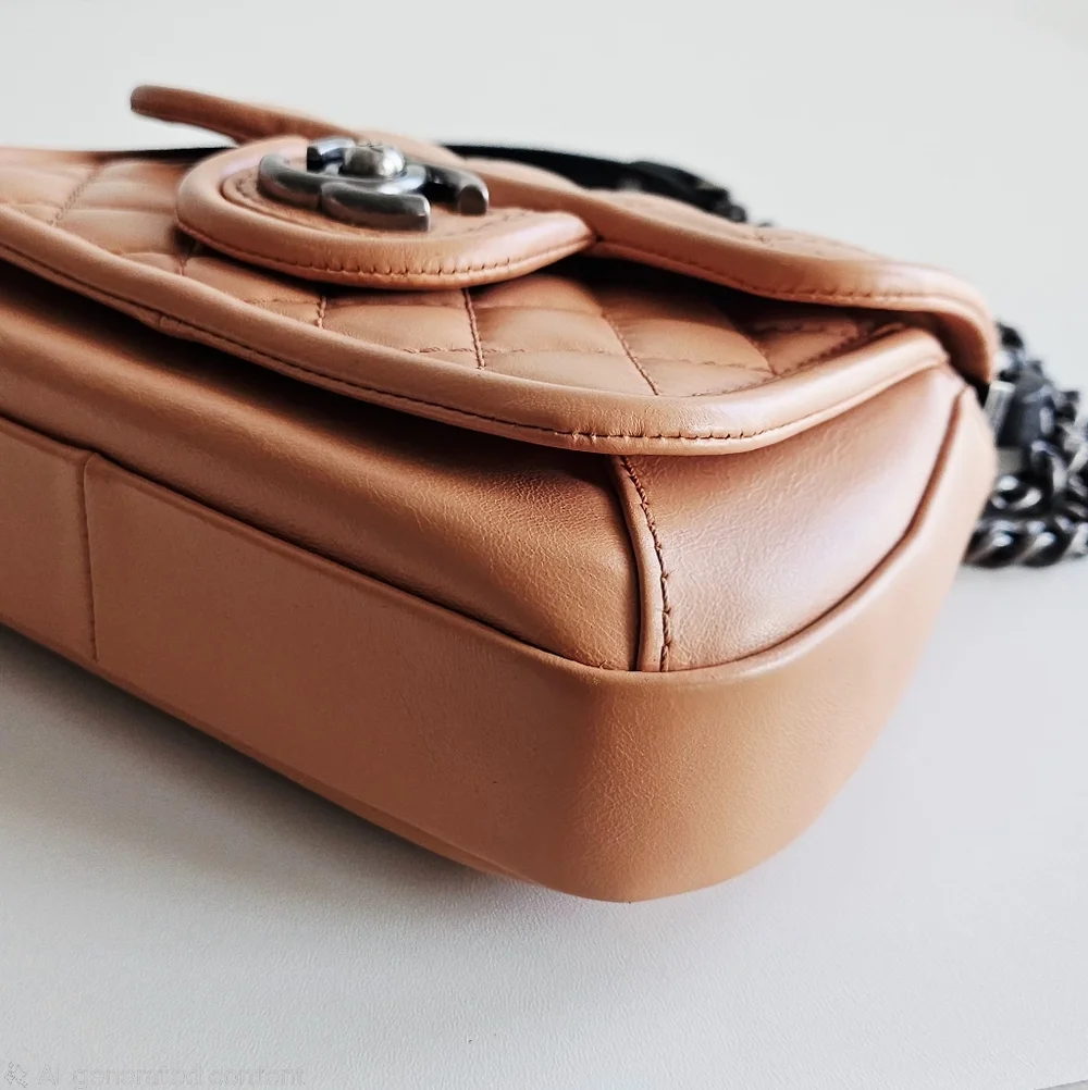 Chanel Peach Quilted Top Handle Flap Bag
